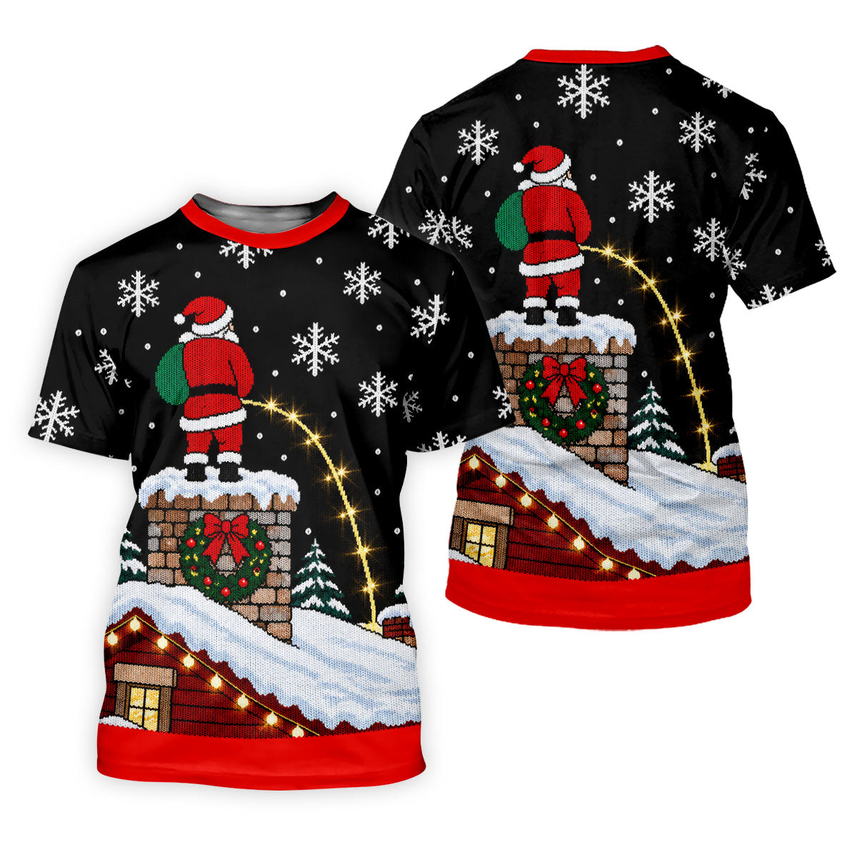 Santa On Chimney Christmas Golf Shirt, Mens Golf Apparel, Funny Mens Golf Shirts - T-Shirt