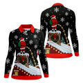 Santa On Chimney Christmas Golf Shirt, Golf Shirts For Women, Womens Golf Clothing - Long Sleeve Polo Shirt