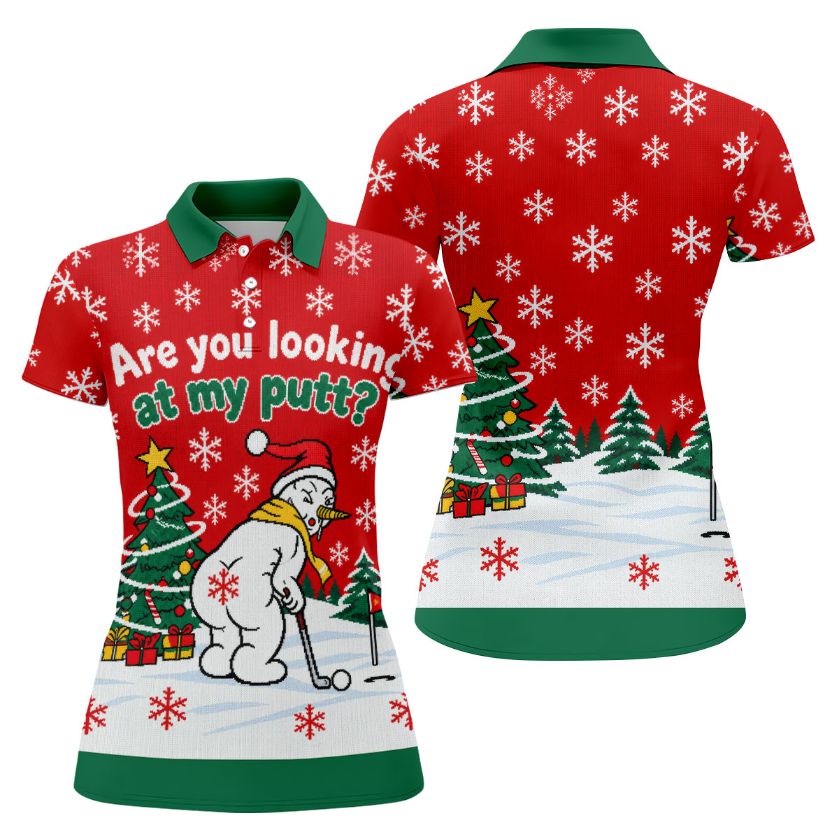 Are You Looking At My Putt Christmas Golf Shirt, Ladies Golf Shirts, Ladies Golf Tops - Polo Shirt