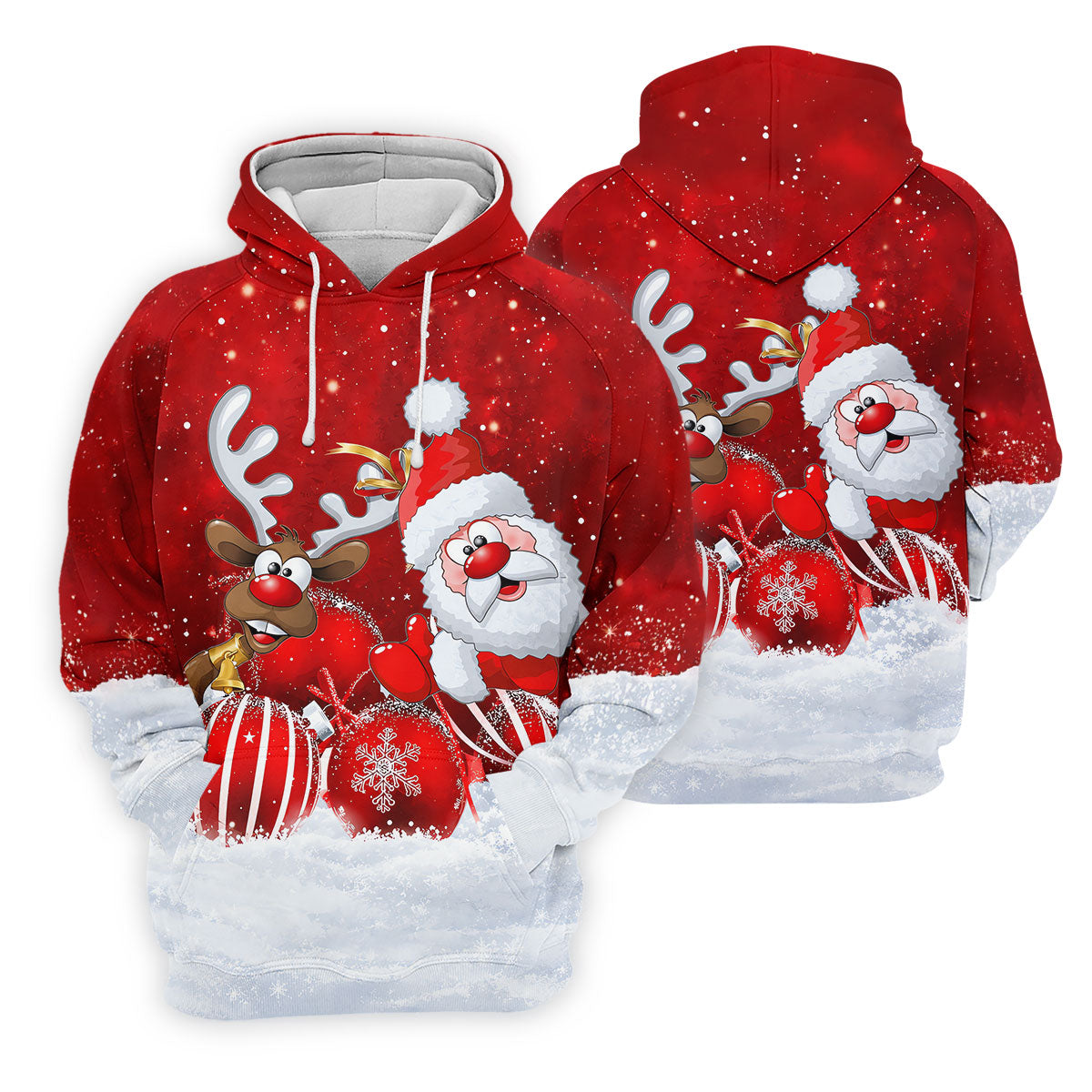 Santa Reindeer Snow Christmas Golf Shirt, Golf Shirts For Men, Golf Gifts For Men - Hoodie