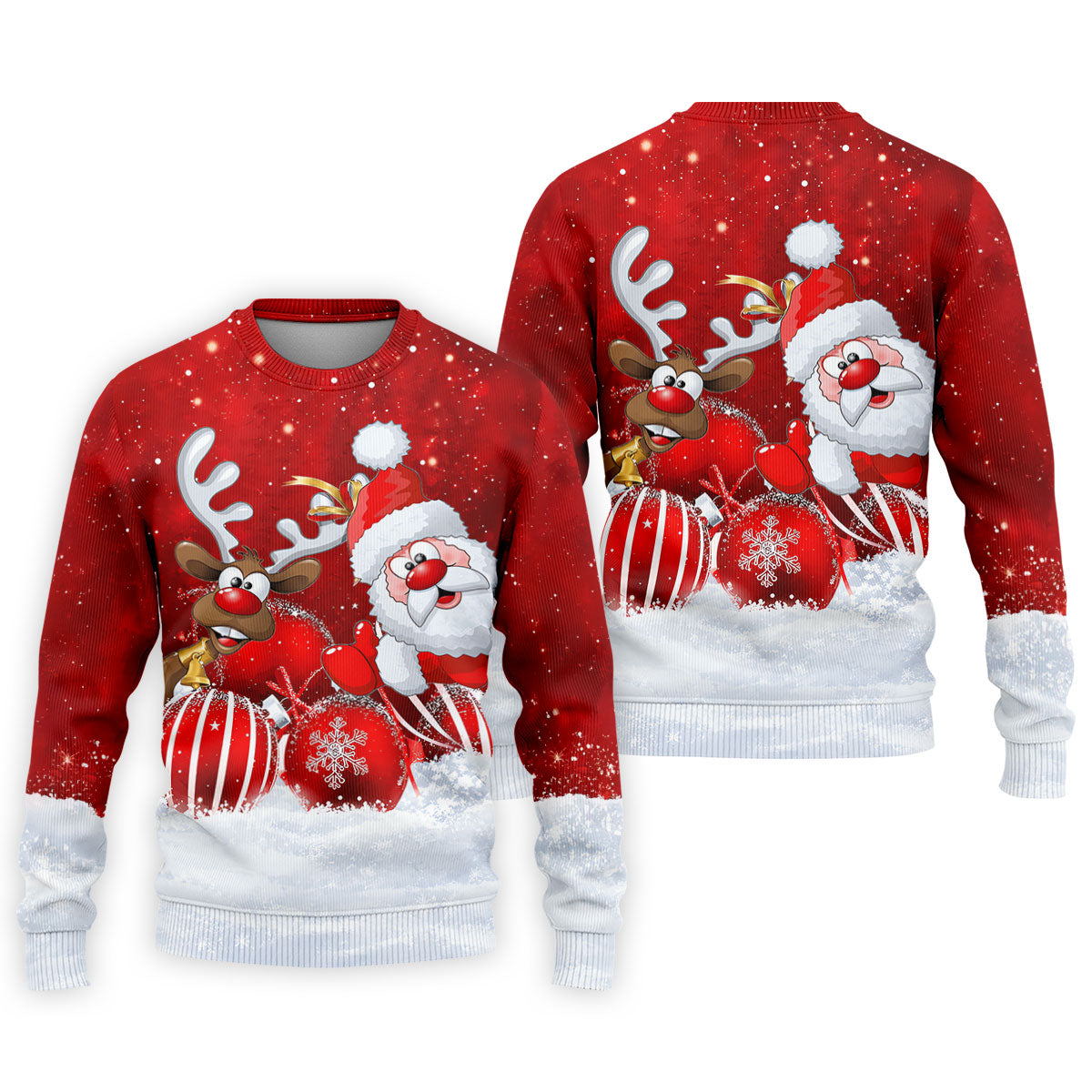 Santa Reindeer Snow Christmas Golf Shirt, Golf Shirts For Men, Golf Gifts For Men - Sweatshirt