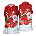 Santa Reindeer Snow Christmas Golf Shirt, Womens Golf Tops, Womens Golf Clothing - Sleeveless Polo Shirt