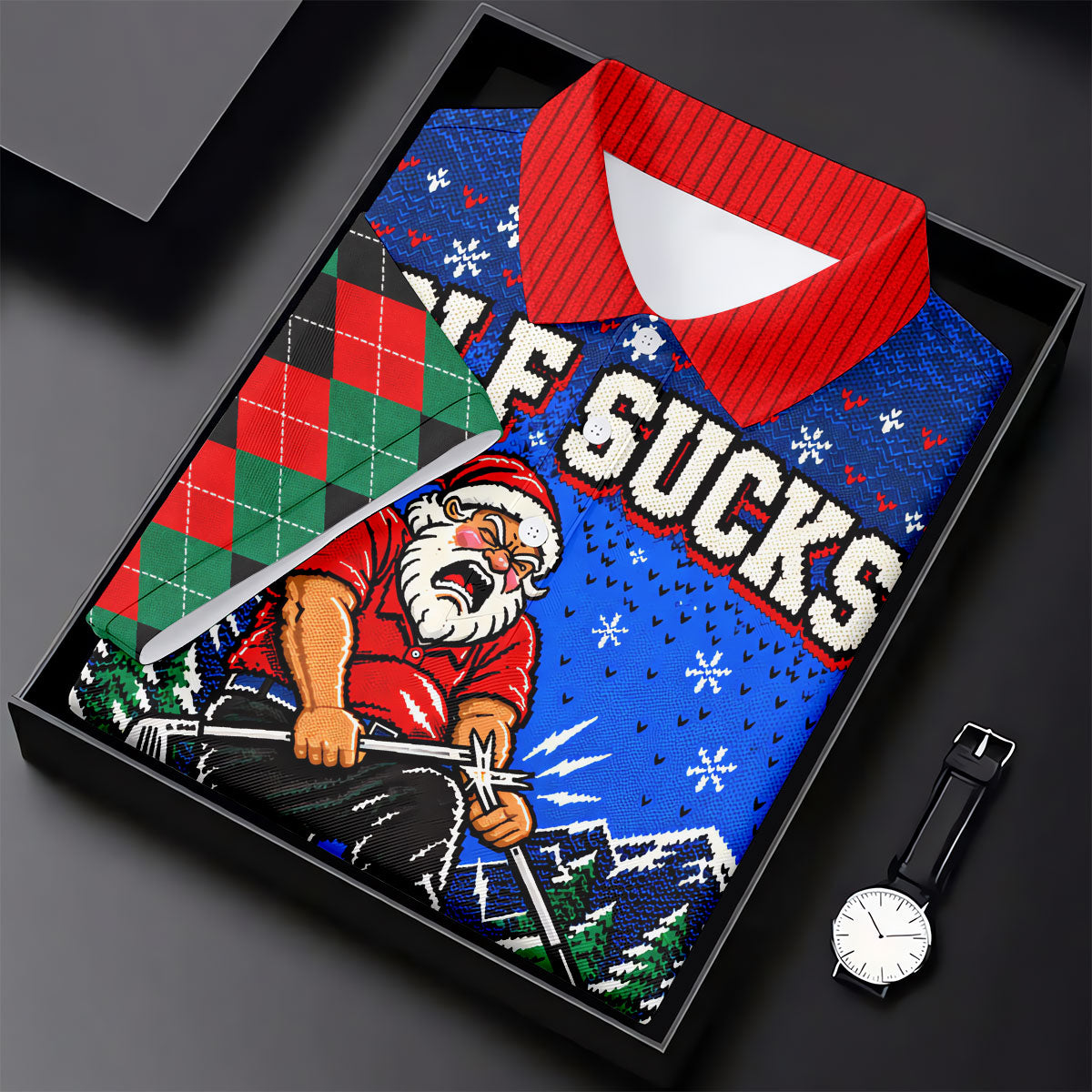Golf Sucks Angry Santa Christmas Golf Shirt, Womens Golf Tops, Ladies Golf Shirts
