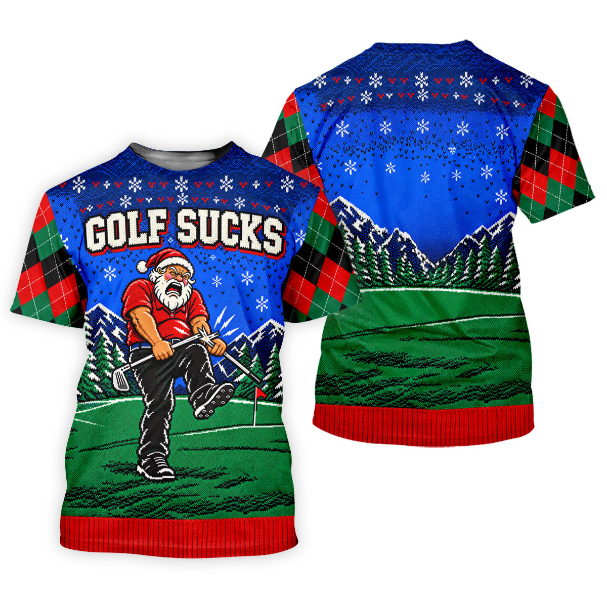 Golf Sucks Angry Santa Christmas Golf Shirt, Womens Golf Tops, Ladies Golf Shirts