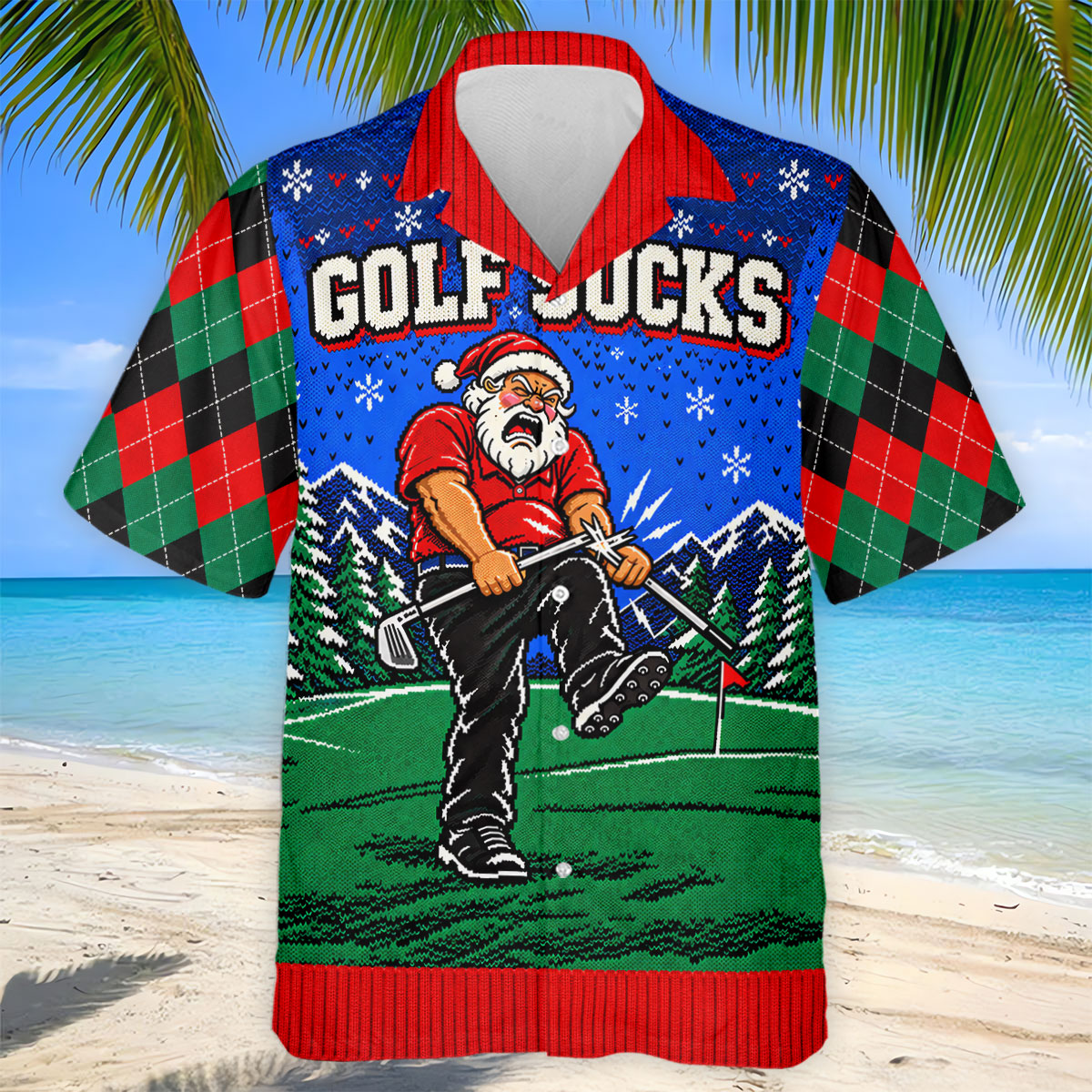 Golf Sucks Angry Santa Christmas Golf Shirt, Mens Golf Polo, Golf Shirts For Men