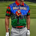 Golf Sucks Angry Santa Christmas Golf Shirt, Mens Golf Polo, Golf Shirts For Men