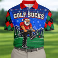 Golf Sucks Angry Santa Christmas Golf Shirt, Mens Golf Polo, Golf Shirts For Men