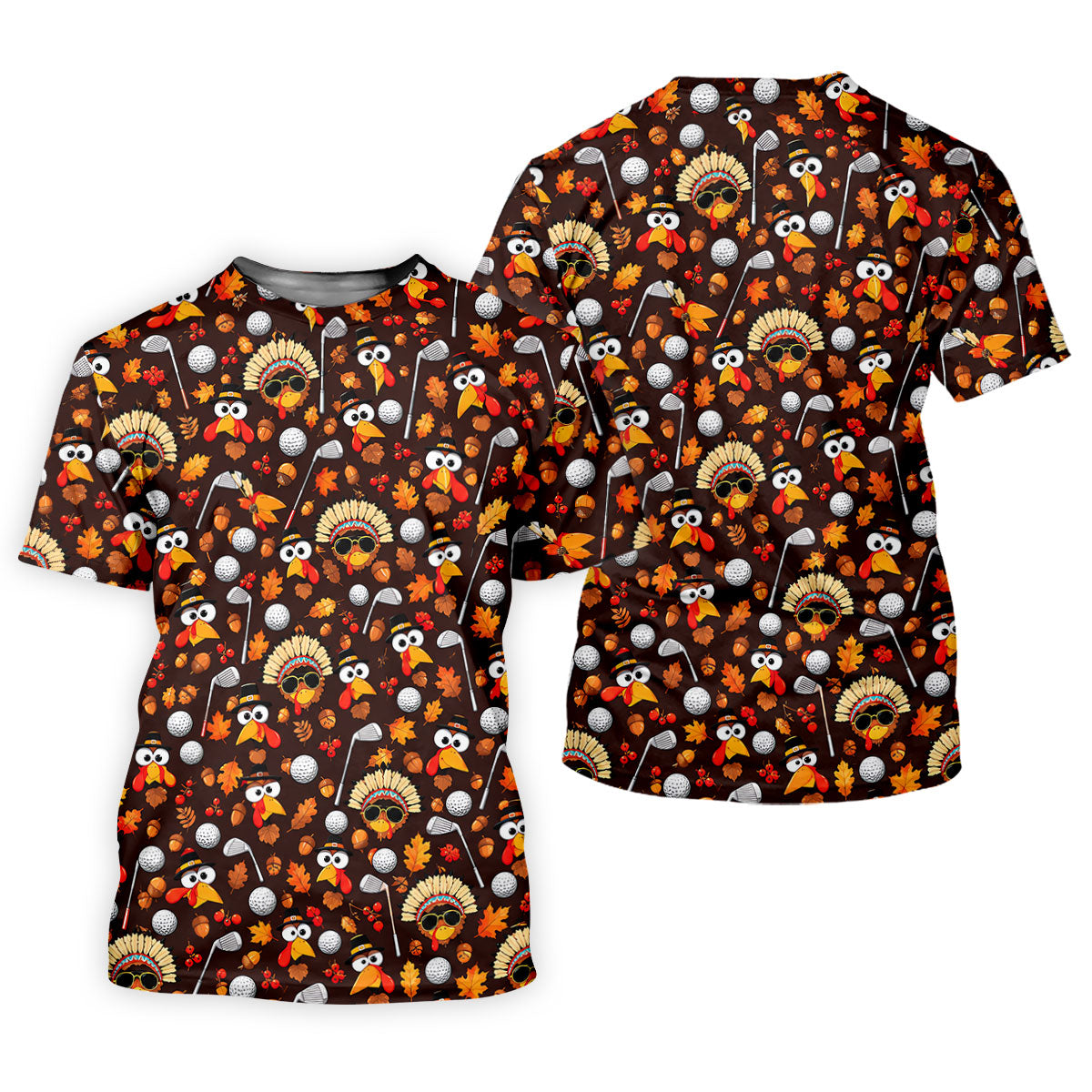 Golf Turkey Pattern Thanksgiving Golf Shirt, Womens Golf Tops, Ladies Golf Shirts