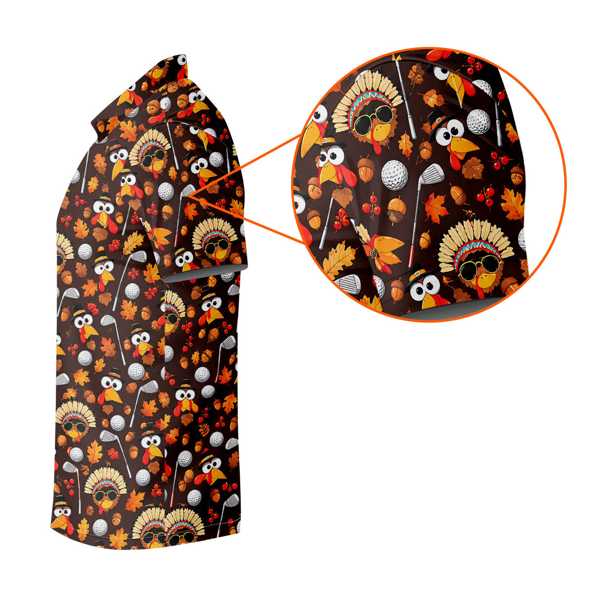 Golf Turkey Pattern Thanksgiving Golf Shirt, Womens Golf Tops, Ladies Golf Shirts