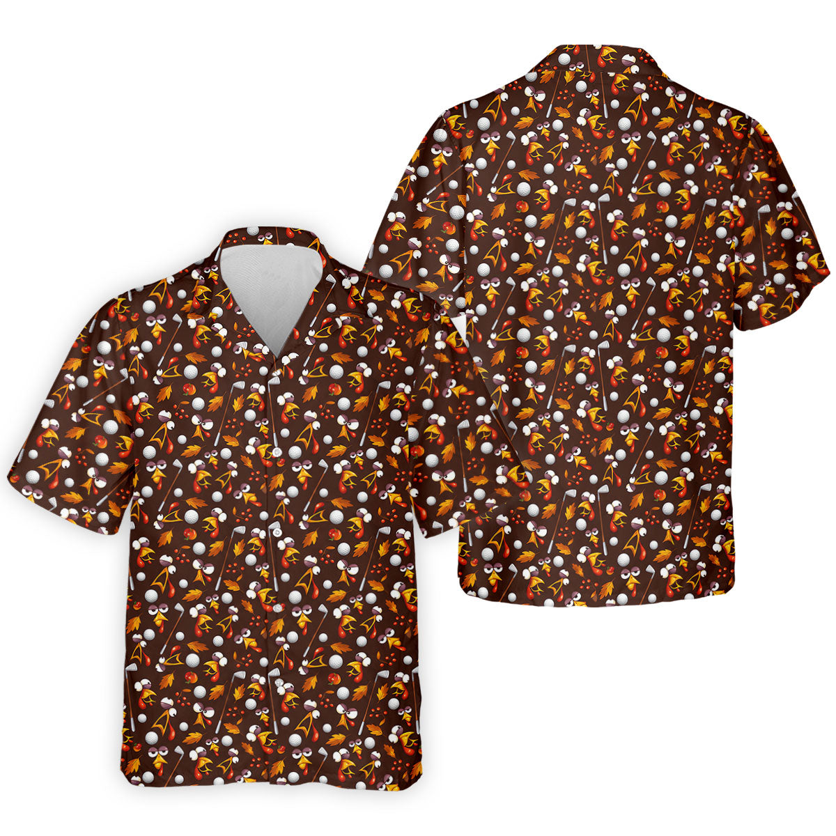 Golf Balls Turkey Fall Thanksgiving Golf Shirt, Mens Golf Shirts, Mens Golf Apparel