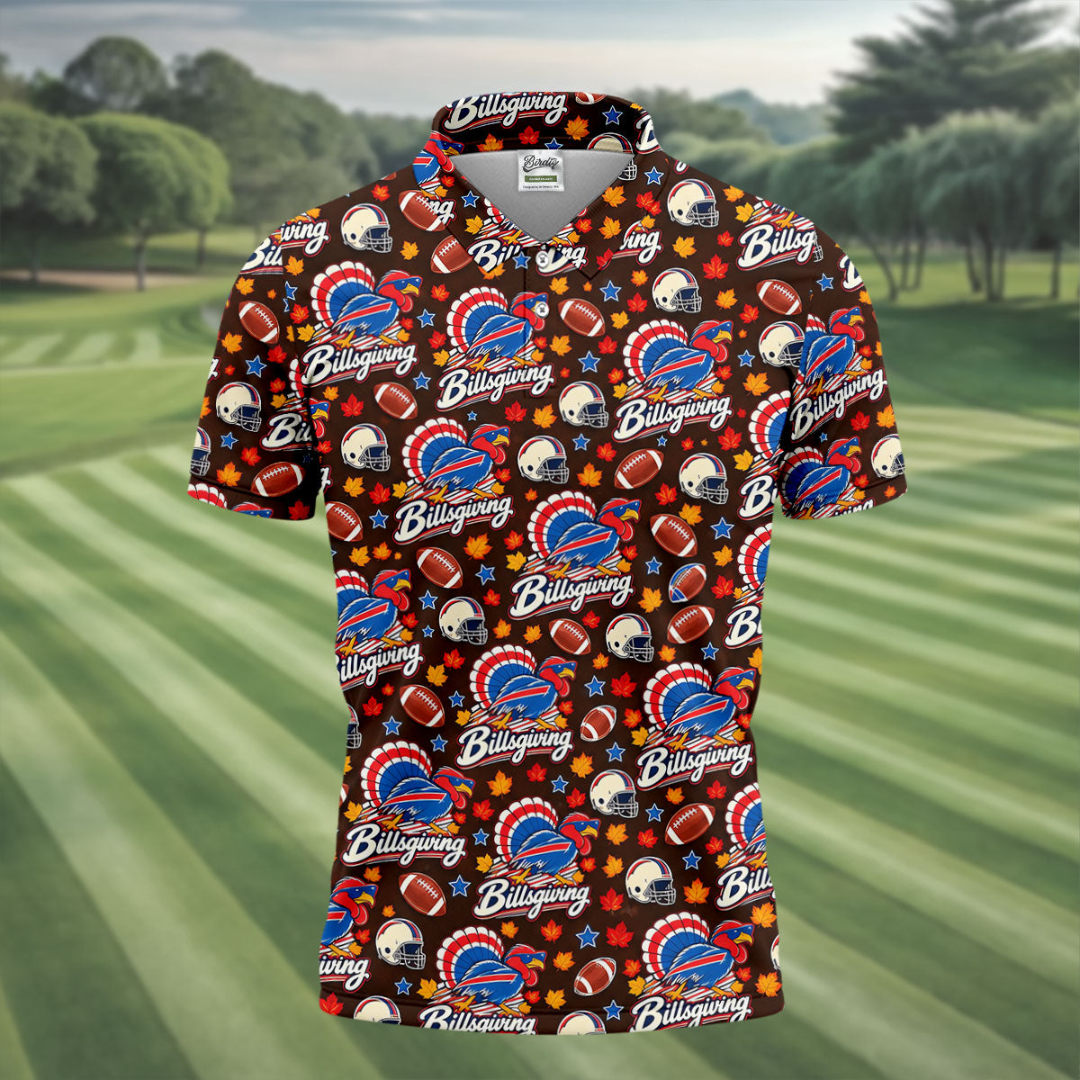 Helmet Football Fall Thanksgiving Golf Shirt, Golf Gifts For Men, Mens Golf Clothing