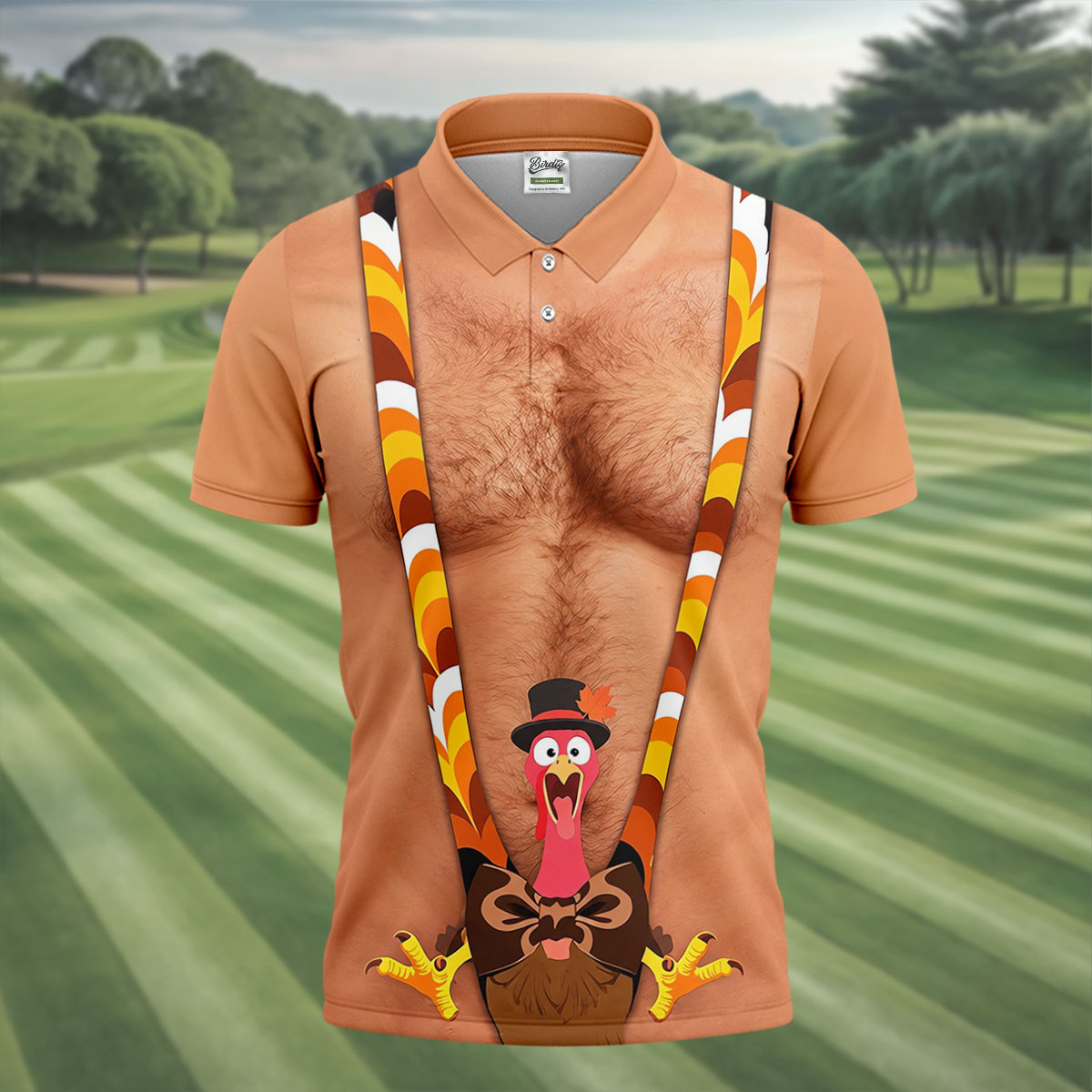Funny Turkey Suspenders Thanksgiving Golf Shirt, Mens Golf Apparel, Golf Polo For Men