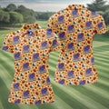Yellow Football Leaves Thanksgiving Golf Shirt, Ladies Golf Tops, Ladies Golf Apparel