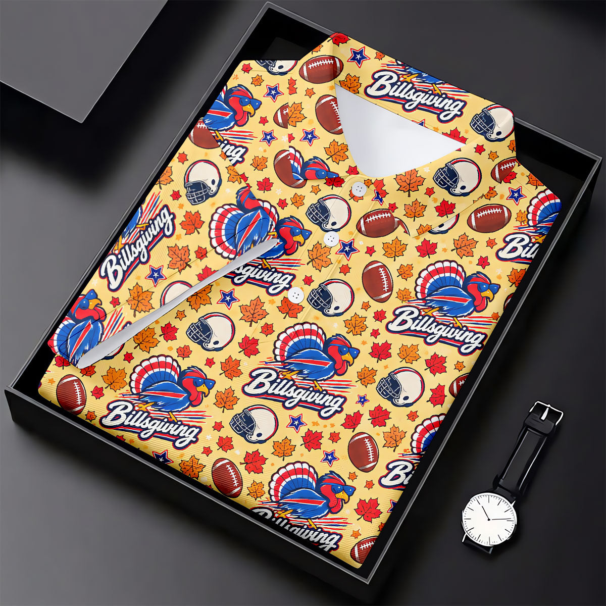 Yellow Football Leaves Thanksgiving Golf Shirt, Ladies Golf Tops, Ladies Golf Apparel
