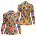 Yellow Football Leaves Thanksgiving Golf Shirt, Ladies Golf Tops, Ladies Golf Apparel