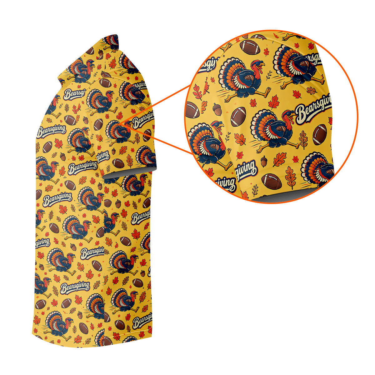 Yellow Turkey Leaves Thanksgiving Golf Shirt, Ladies Golf Shirts, Womens Golf Apparel