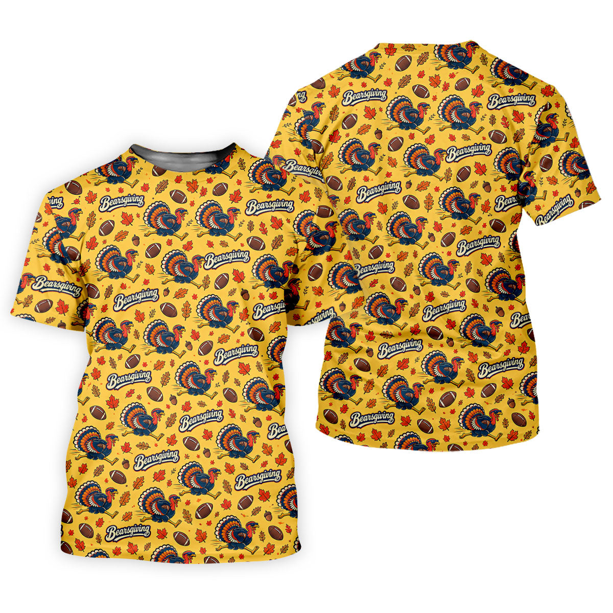 Yellow Turkey Leaves Thanksgiving Golf Shirt, Ladies Golf Shirts, Womens Golf Apparel