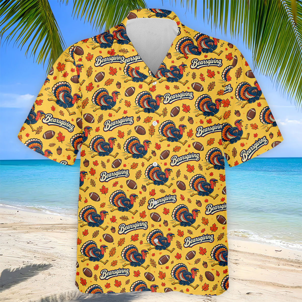 Yellow Turkey Leaves Thanksgiving Golf Shirt, Funny Mens Golf Shirts, Mens Golf Polo