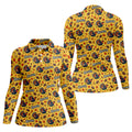 Yellow Turkey Leaves Thanksgiving Golf Shirt, Ladies Golf Shirts, Womens Golf Apparel