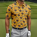 Yellow Turkey Leaves Thanksgiving Golf Shirt, Funny Mens Golf Shirts, Mens Golf Polo