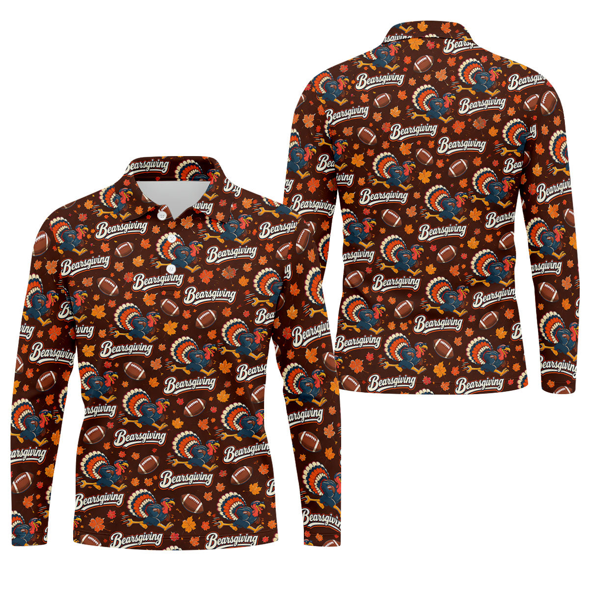 Brown Turkey Football Thanksgiving Golf Shirt, Golf Polo For Men, Golf Gifts For Men