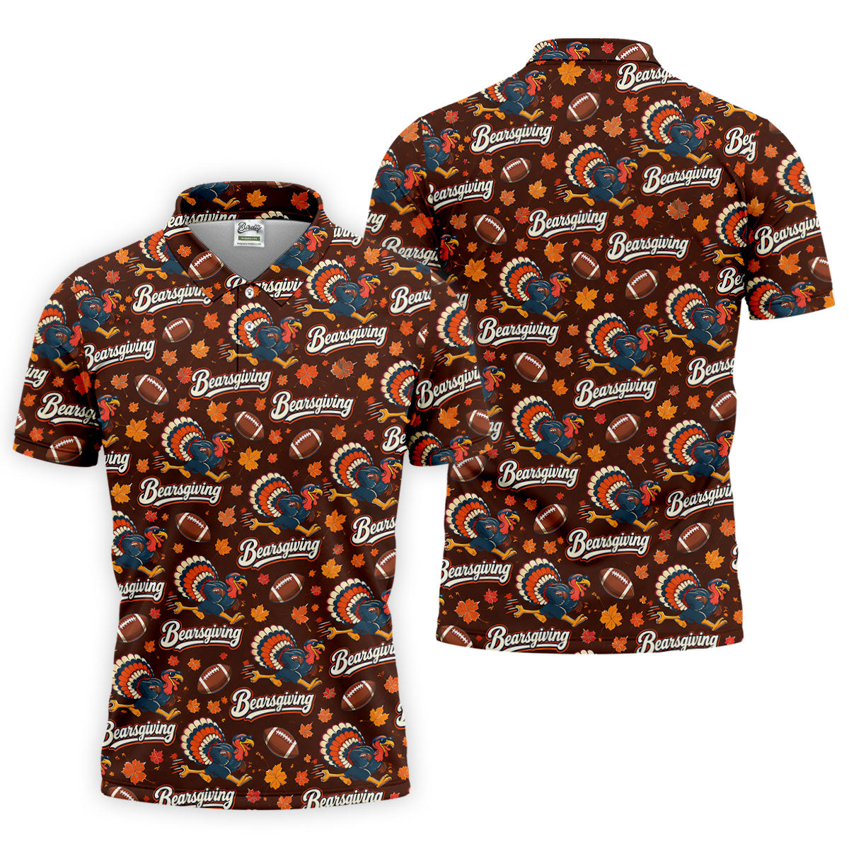 Brown Turkey Football Thanksgiving Golf Shirt, Golf Polo For Men, Golf Gifts For Men