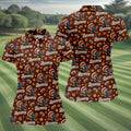 Brown Turkey Football Thanksgiving Golf Shirt, Womens Golf Tops, Golf Gifts For Women