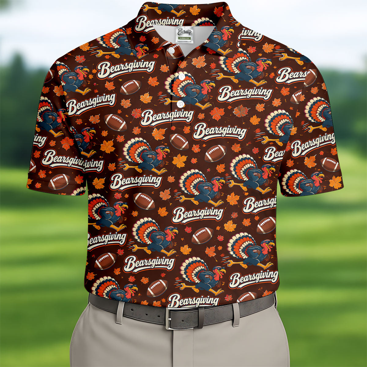 Brown Turkey Football Thanksgiving Golf Shirt, Golf Polo For Men, Golf Gifts For Men