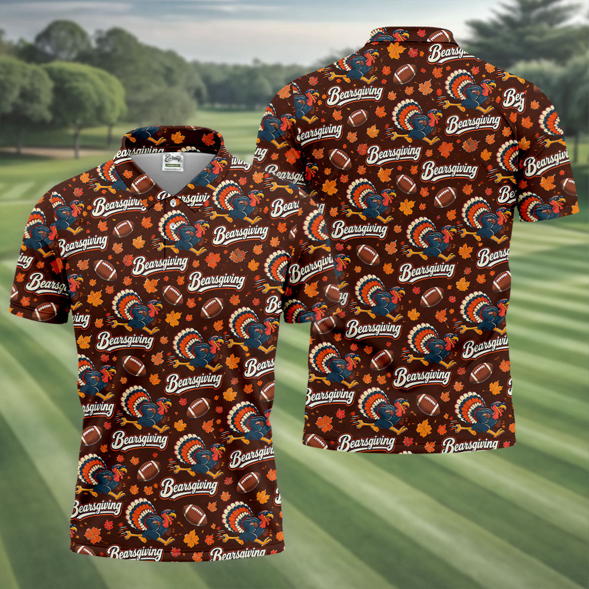 Brown Turkey Football Thanksgiving Golf Shirt, Golf Polo For Men, Golf Gifts For Men