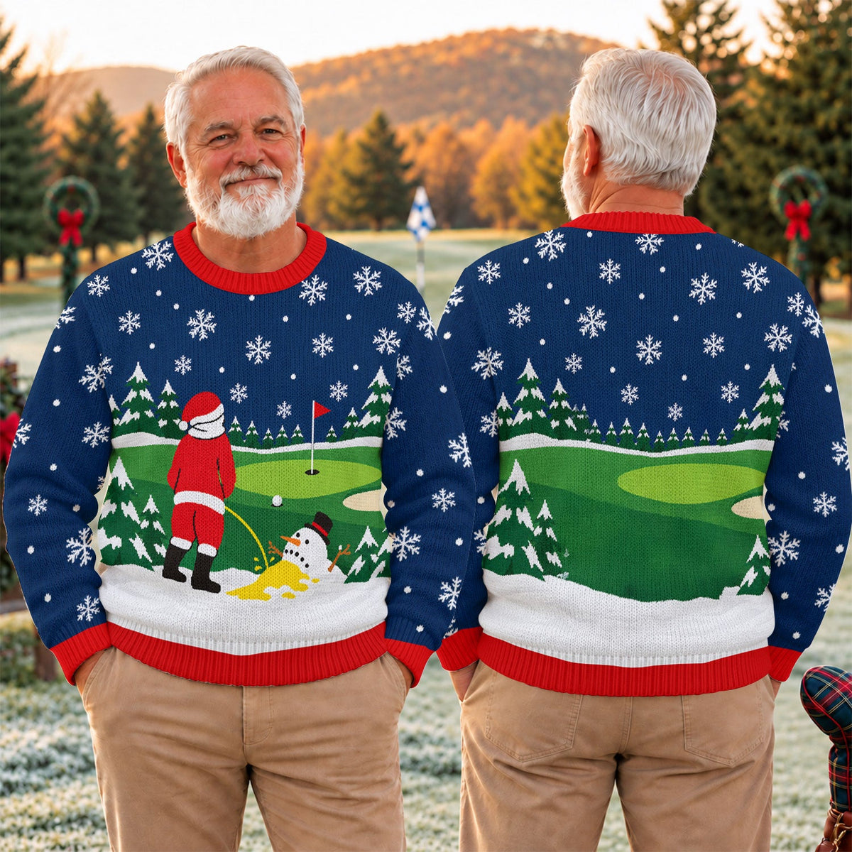 Santa Golf Snowman Ugly Christmas Sweater, Christmas Golf Gift, Holiday Party Sweater - View 4