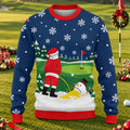 Santa Golf Snowman Ugly Christmas Sweater, Christmas Golf Gift, Holiday Party Sweater - View 1