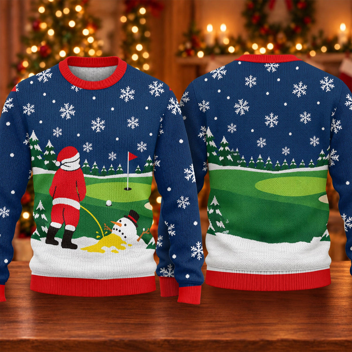Santa Golf Snowman Ugly Christmas Sweater, Christmas Golf Gift, Holiday Party Sweater - View 5