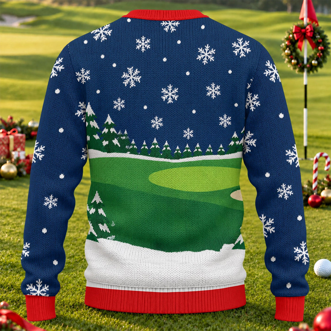 Santa Golf Snowman Ugly Christmas Sweater, Christmas Golf Gift, Holiday Party Sweater - View 1