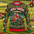 Golf Sucks Santa Cart Ugly Christmas Sweater, Ugly Sweater Party, Christmas Golf Gift - View 1