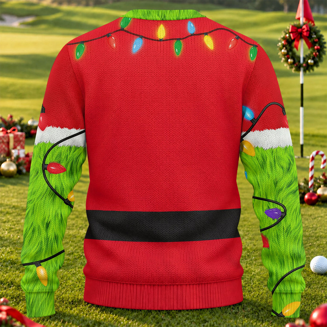 Green Furry Santa Suit Ugly Christmas Sweater, Ugly Sweater Party, Christmas Gifts - View 1
