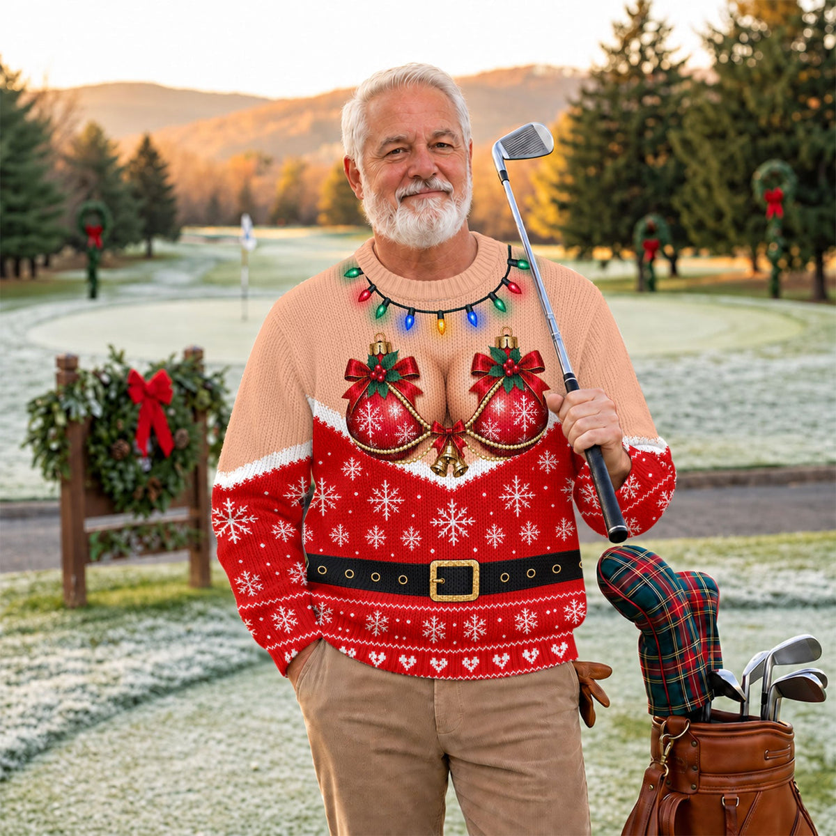 Funny Bikini Lights Ugly Christmas Sweater, Funny Christmas Outfit, Christmas Gifts - View 3