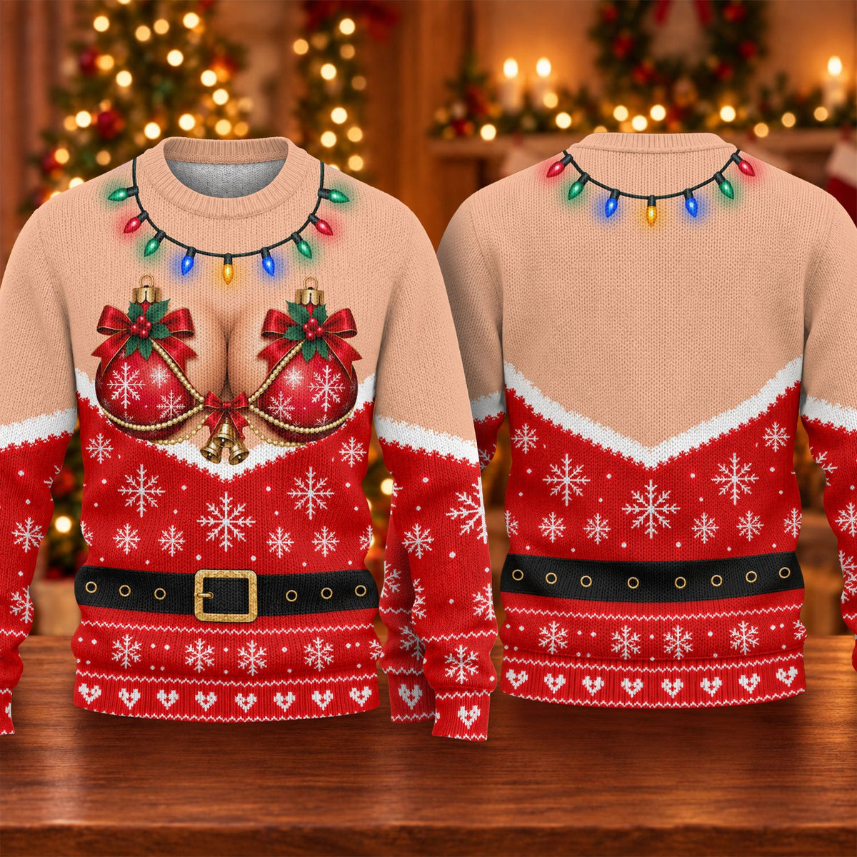 Funny Bikini Lights Ugly Christmas Sweater, Funny Christmas Outfit, Christmas Gifts - View 5
