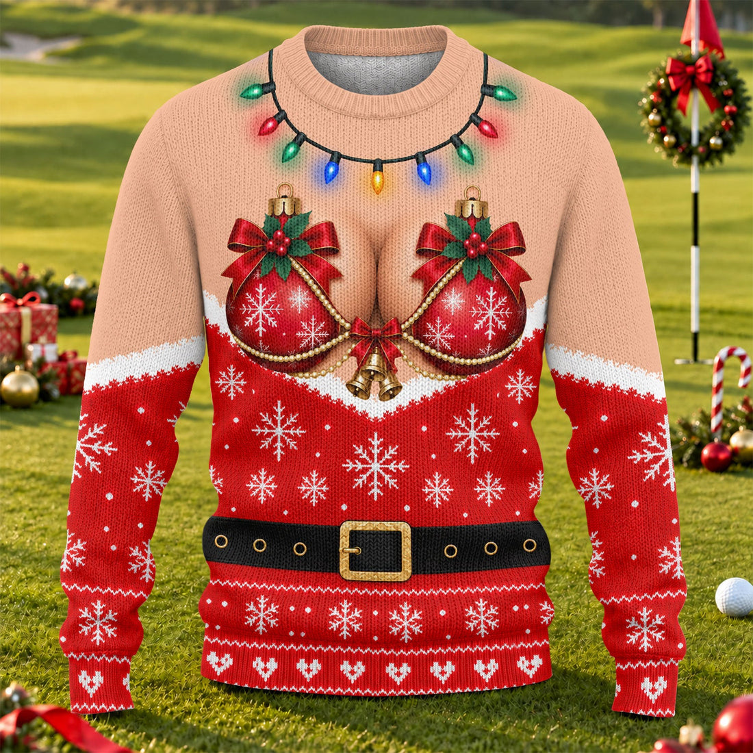 Funny Bikini Lights Ugly Christmas Sweater, Funny Christmas Outfit, Christmas Gifts - View 1