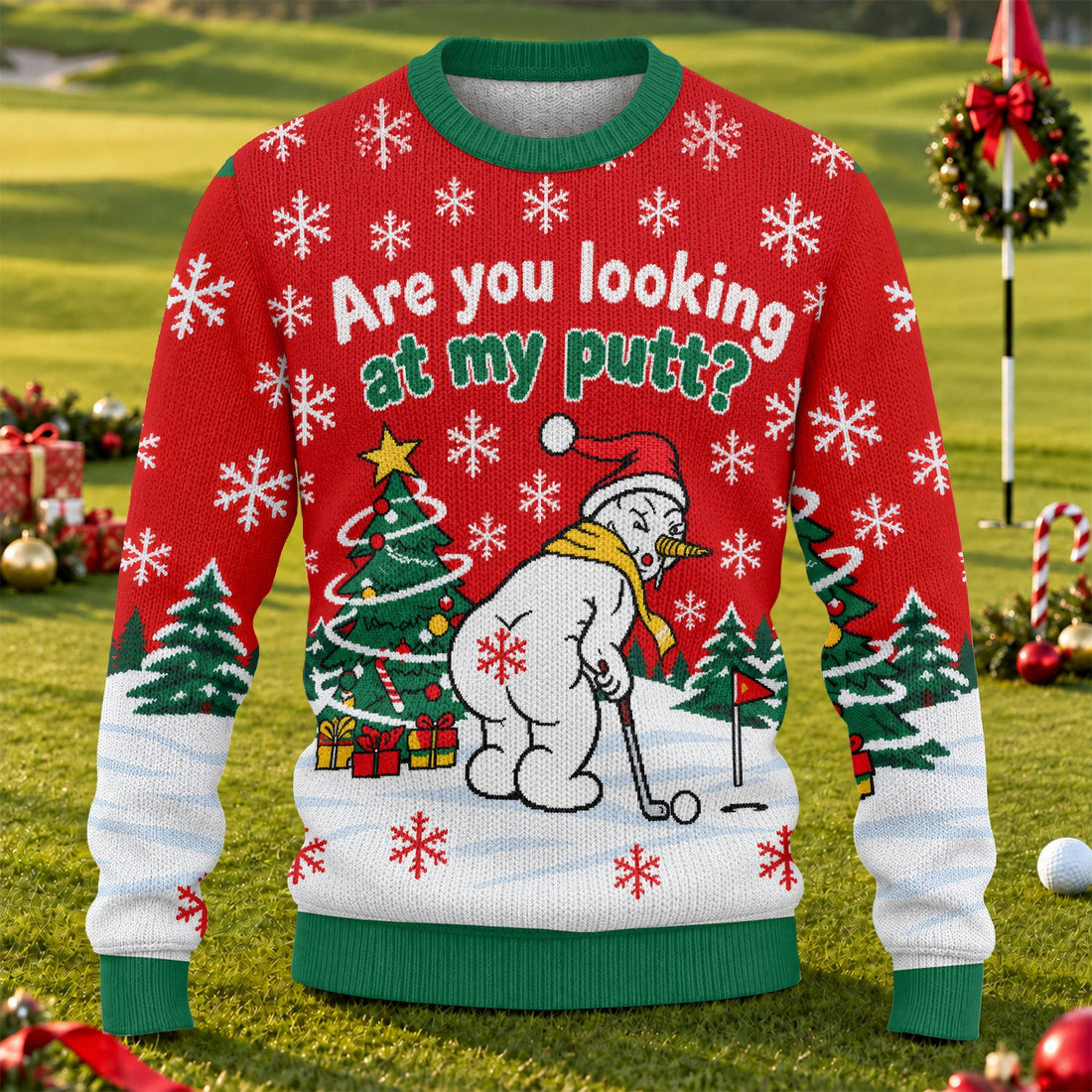 Are You Looking At My Putt Ugly Christmas Sweater, Golf Lover Gifts, Funny Xmas Gift - View 1