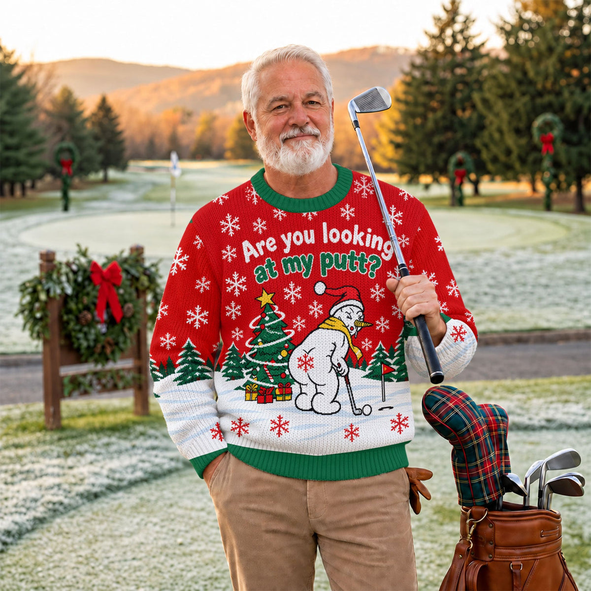 Are You Looking At My Putt Ugly Christmas Sweater, Golf Lover Gifts, Funny Xmas Gift - View 3