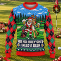 Santa Reindeer Beer Ugly Christmas Sweater, Christmas Golf Gift, Golf Lover Gifts - View 1