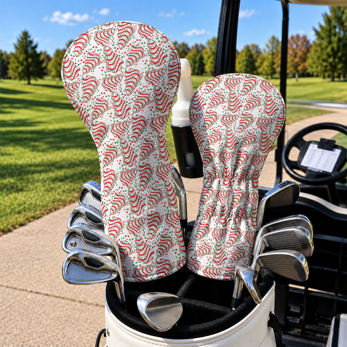 Christmas Tree Cakes White And Red Golf Head Cover, Christmas Golf Gift, Gift For Him