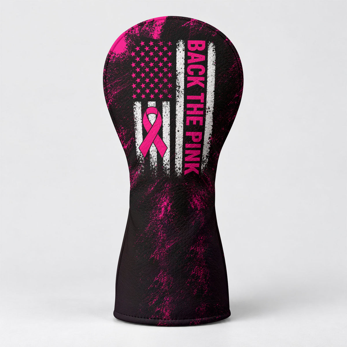 Back The Pink American Flag Breast Cancer Headcover, Cancer Awareness Gift, Golf Gift