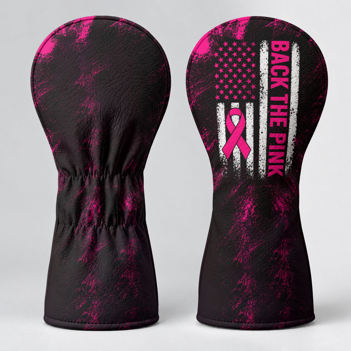 Back The Pink American Flag Breast Cancer Headcover, Cancer Awareness Gift, Golf Gift