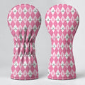 Pink Argyle Breast Cancer Ribbon Golf Headcover, Cancer Awareness Gift, Gift For Her