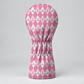 Pink Argyle Breast Cancer Ribbon Golf Headcover, Cancer Awareness Gift, Gift For Her