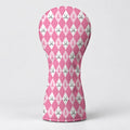 Pink Argyle Breast Cancer Ribbon Golf Headcover, Cancer Awareness Gift, Gift For Her