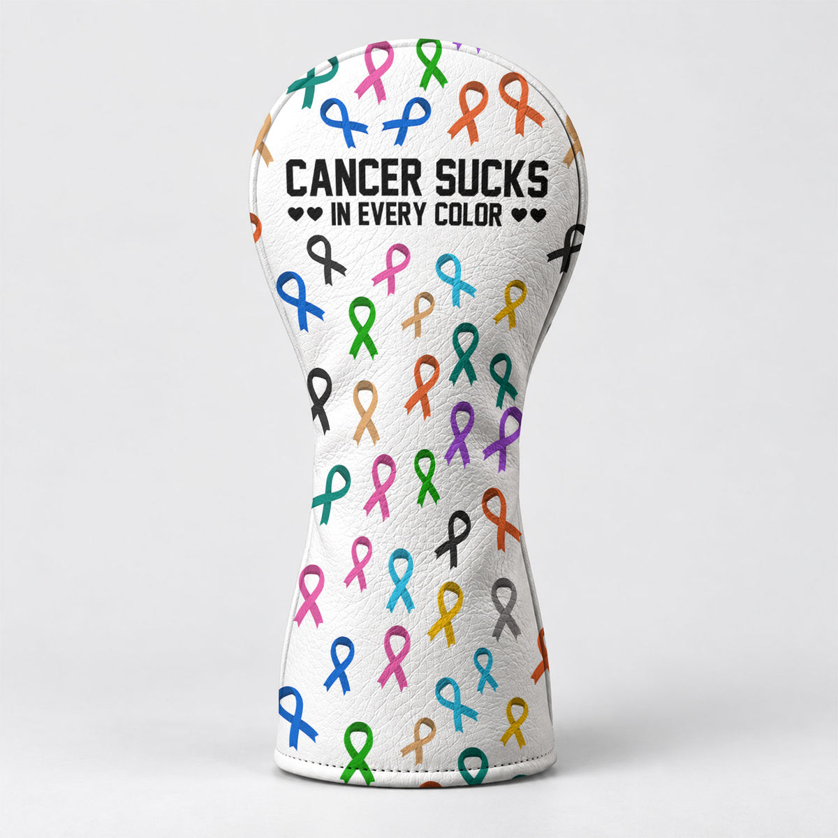 Cancer Sucks In Every Color White Golf Head Cover, Cancer Awareness Gift, Golfer Gift