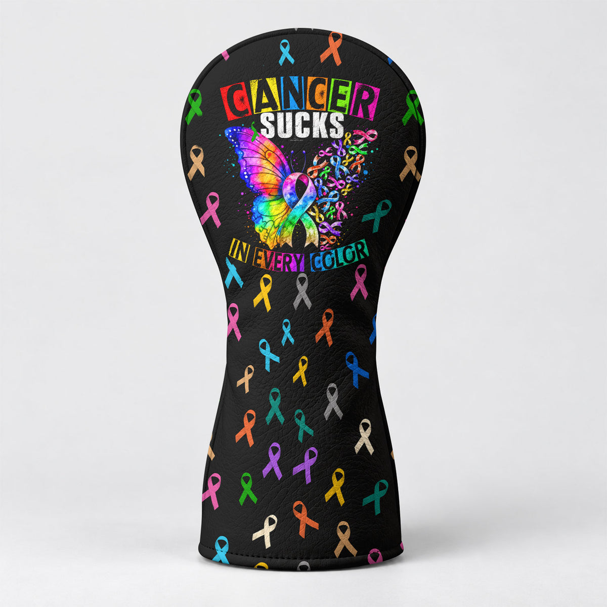 Cancer Sucks In Every Color Butterfly Golf Head Cover, Golf Lover Gift, Driver Cover