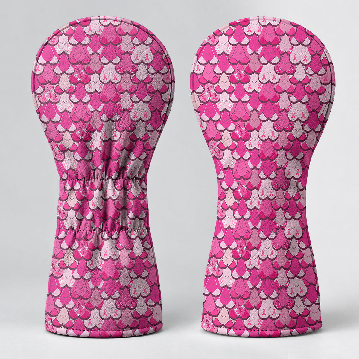 Pink Breast Cancer Ribbon Scale Pattern Golf Headcover, Driver Head Cover, Golf Gift